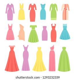 Set 12 Cute Women Dresses Vector Stock Vector (Royalty Free) 714993541