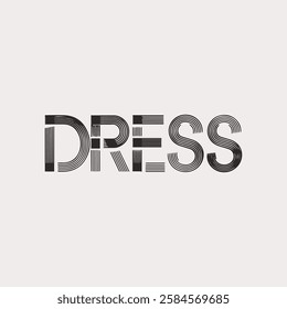 Dress Written in Stylish Typography for Logo Design with Elegant Font and Fashionable Template Background for Clothing Brand and Boutique Branding