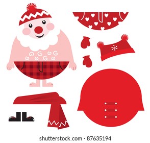 Dress Up Your Santa! Christmas Retro Icons & Design Elements