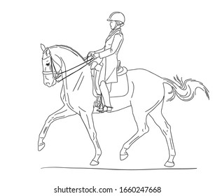 Dressage competitions, rider and horse to show passage.