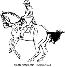 Dressage Horse outline vector illustrations 