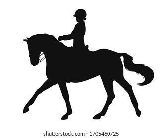 Dressage horse and rider in black silhouette