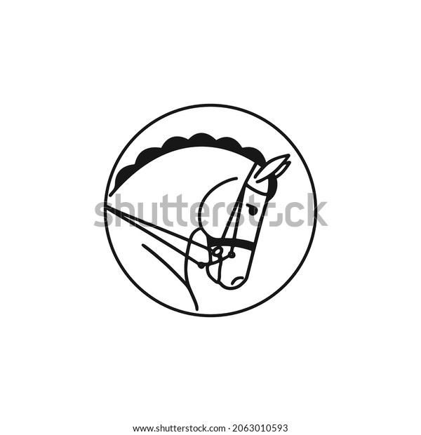 Dressage horse\'s\
head in a circle, logo\
design
