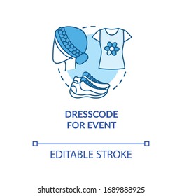 Dresscode for event concept icon. Wine tasting advice idea thin line illustration. Winetasting fashion, flat shoes, short hair and sleeves. Vector isolated outline RGB color drawing. Editable stroke