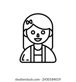 Dressed Girl icon in vector. Logotype
