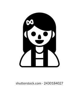 Dressed Girl icon in vector. Logotype
