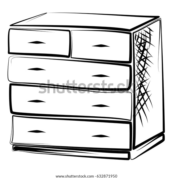 Dresser Commode Drawer Drawers Locker Bureau Stock Vector Royalty