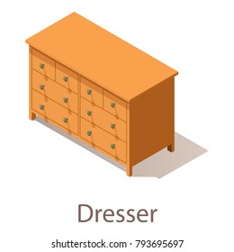 Dresser icon. Isometric illustration of dresser vector icon for web.