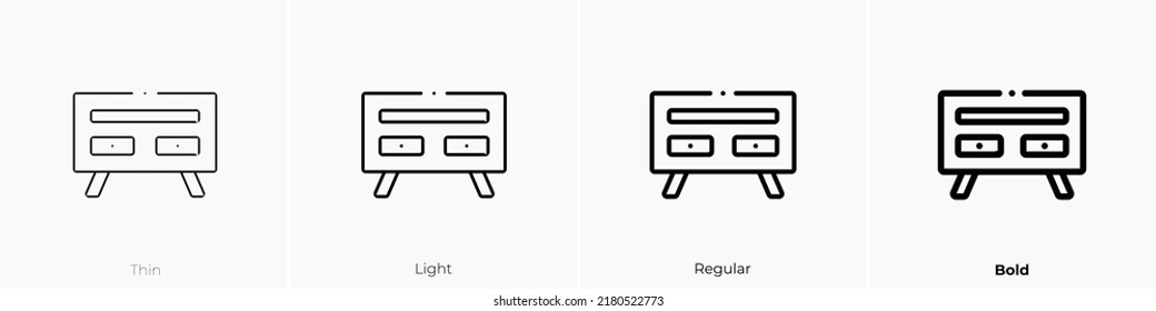 dresser icon. Thin, Light Regular And Bold style design isolated on white background