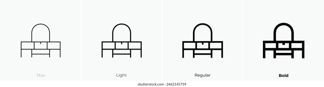 dresser icon. Thin, Light Regular And Bold style design isolated on white background