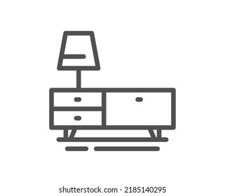 Dresser line icon. Home furniture sign. Modern commode symbol. Quality design element. Linear style dresser icon. Editable stroke. Vector