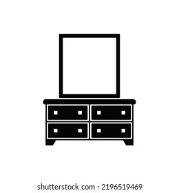  Dresser with mirror icon in black flat glyph, filled style isolated on white background