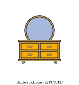  Dresser with mirror icon in color, isolated on white background 