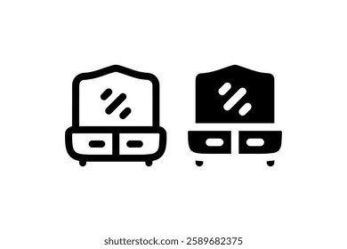 Dresser with Mirror Icon in Outline and Solid Styles Vector