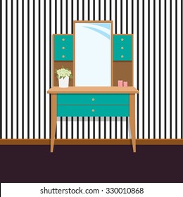 Dresser in a retro interior.