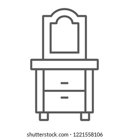 Dresser thin line icon, home and furniture, cabinet sign, vector graphics, a linear pattern on a white background, eps 10.
