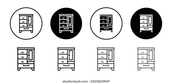 Dresser vector icon set collection. Dresser Outline flat Icon.
