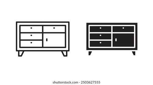 Dresser vector icon in solid and outline style