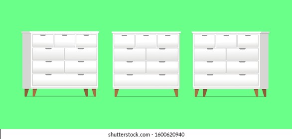 Dresser or wardrobe with some drawers in flat cartoon style