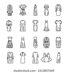 Dresses black line icon. Pictogram for web page, mobile app, promo.