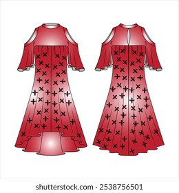 Dresses casual technical fashion illustration with long short elbow sleeves