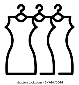 Dresses from dressing room icon. Outline dresses from dressing room vector icon for web design isolated on white background