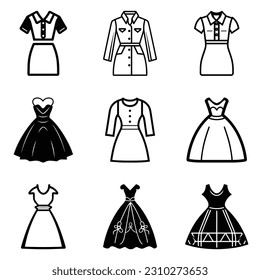 Vestidos Icono Plano Aislado En Fondo Blanco