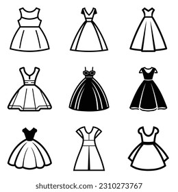 Vestidos Icono Plano Aislado En Fondo Blanco