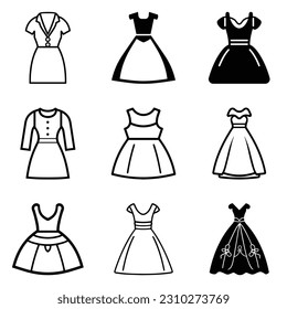 Vestidos Icono Plano Aislado En Fondo Blanco