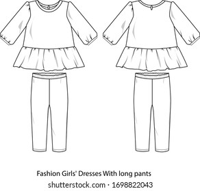 Dresses for girls vector template pattern