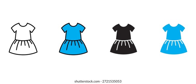 Vestidos ícone definir vetor no fundo branco. guarda-roupa, mulheres, símbolo de vestido de menina. ilustração vetorial.