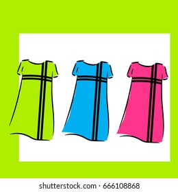 dresses in lime cyan pink colors