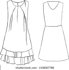 Dresses silhouette vector set. Vector. All types of women's dresses.