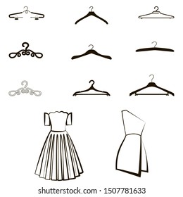 Vestidos y ropas (perchas). Vector de ropa. Vector de peligros. vector trempels