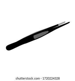Dressing forceps icon on white background. Silhouette vector style.