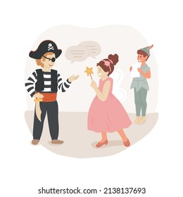 Dressing up game isolated cartoon vector illustration. Role-playing game, after school dressing up theater play, social skills development, extracurricular activity, education vector cartoon.