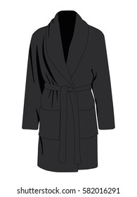 Dressing Gown Black Realistic Vector Illustration Isolated