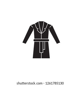 Dressing gown black vector concept icon. Dressing gown flat illustration, sign