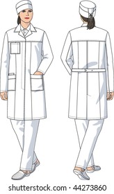 Dressing gown female medical with pockets and long sleeves