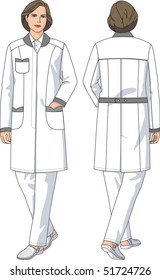 Dressing gown female medical with pockets and long sleeves