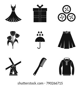 Dressing icons set. Simple set of 9 dressing vector icons for web isolated on white background