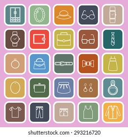 Dressing line flat icons on pink background, stock vector