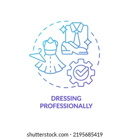 Dressing professionally blue gradient concept icon  Job interview success abstract idea thin line illustration  Business formal attire  Isolated outline drawing  Myriad Pro  Bold font used