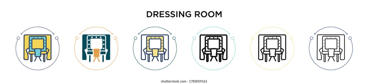 Dressing room icon in filled, thin line, outline and stroke style. Vector illustration of two colored and black dressing room vector icons designs can be used for mobile, ui, web