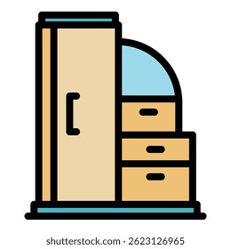 Dressing room icon. Outline dressing room vector icon color flat isolated
