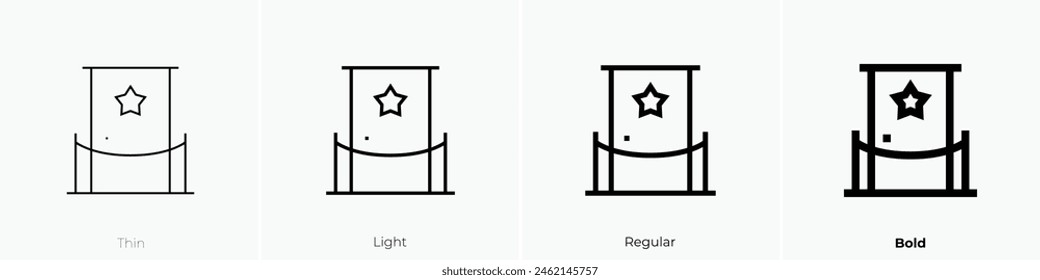 icono de vestidor. Diseño de estilo fino, ligero, regular y audaz aislado sobre fondo blanco