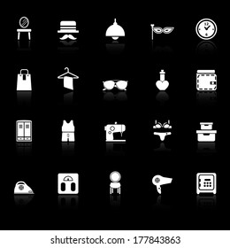 Dressing room icons with reflect on black background, stock vector