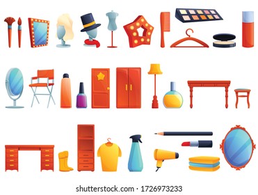 Dressing room icons set. Cartoon set of dressing room vector icons for web design
