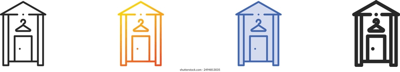 dressing room icon.Thin Linear, Gradient, Blue Stroke and bold Style Design Isolated On White Background
