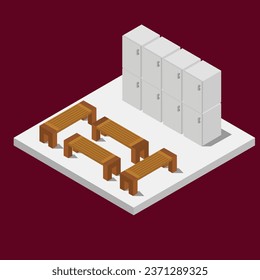 vestidor ilustrado isométrico Pro ilustración vectorial Isometric